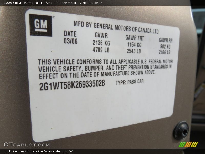 Amber Bronze Metallic / Neutral Beige 2006 Chevrolet Impala LT