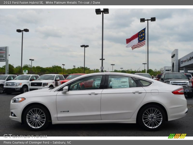 White Platinum Metallic Tri-coat / Dune 2013 Ford Fusion Hybrid SE