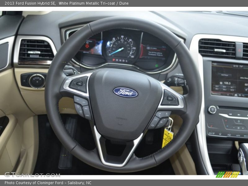 White Platinum Metallic Tri-coat / Dune 2013 Ford Fusion Hybrid SE