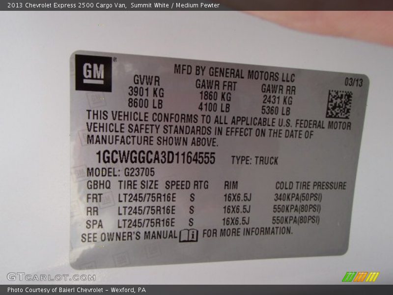 Summit White / Medium Pewter 2013 Chevrolet Express 2500 Cargo Van