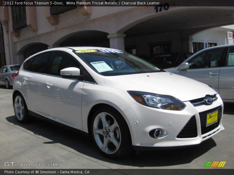 White Platinum Tricoat Metallic / Charcoal Black Leather 2012 Ford Focus Titanium 5-Door