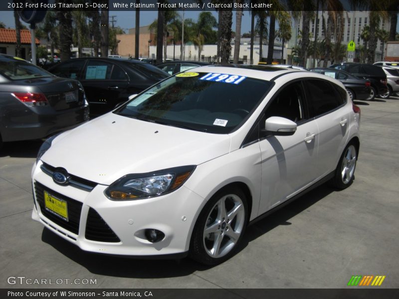 White Platinum Tricoat Metallic / Charcoal Black Leather 2012 Ford Focus Titanium 5-Door