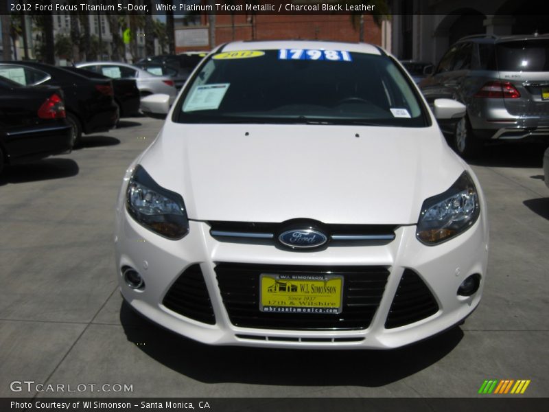 White Platinum Tricoat Metallic / Charcoal Black Leather 2012 Ford Focus Titanium 5-Door