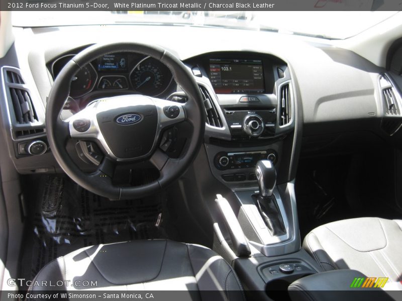 White Platinum Tricoat Metallic / Charcoal Black Leather 2012 Ford Focus Titanium 5-Door