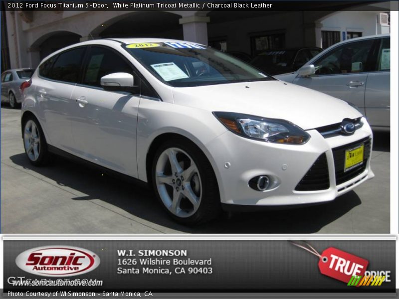 White Platinum Tricoat Metallic / Charcoal Black Leather 2012 Ford Focus Titanium 5-Door
