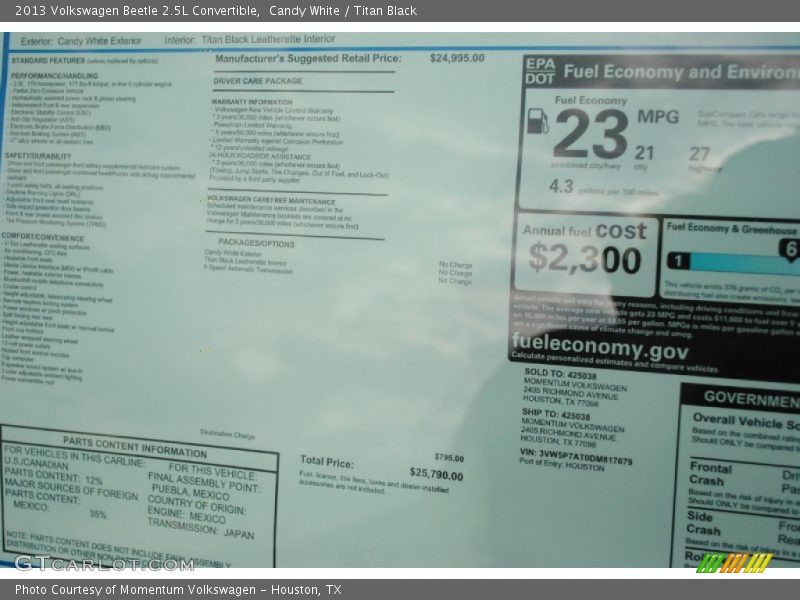 Candy White / Titan Black 2013 Volkswagen Beetle 2.5L Convertible