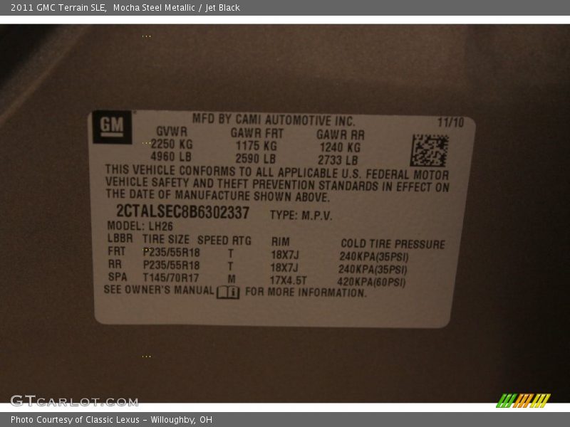 Mocha Steel Metallic / Jet Black 2011 GMC Terrain SLE