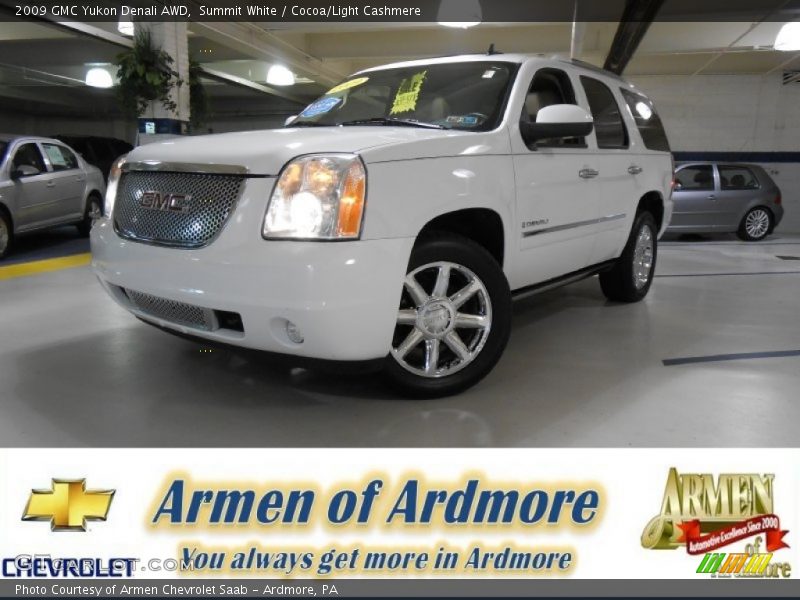 Summit White / Cocoa/Light Cashmere 2009 GMC Yukon Denali AWD