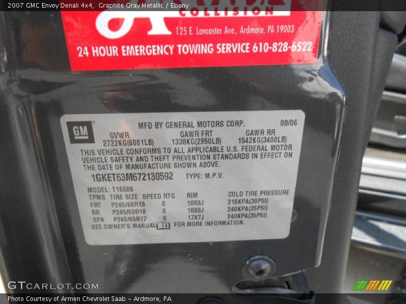 Graphite Gray Metallic / Ebony 2007 GMC Envoy Denali 4x4