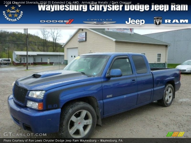 Arrival Blue Metallic / Dark Charcoal 2003 Chevrolet Silverado 1500 SS Extended Cab AWD