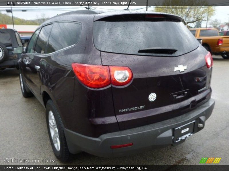 Dark Cherry Metallic / Dark Gray/Light Gray 2010 Chevrolet Traverse LT AWD