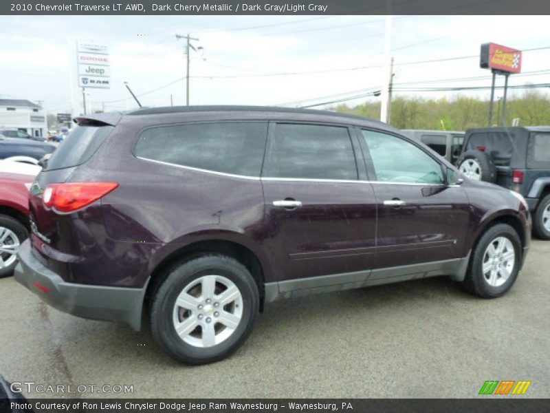Dark Cherry Metallic / Dark Gray/Light Gray 2010 Chevrolet Traverse LT AWD