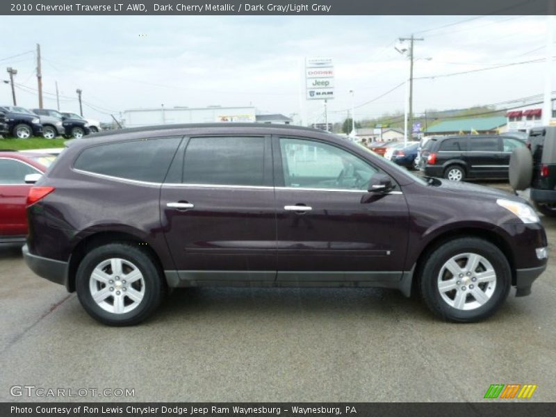 Dark Cherry Metallic / Dark Gray/Light Gray 2010 Chevrolet Traverse LT AWD