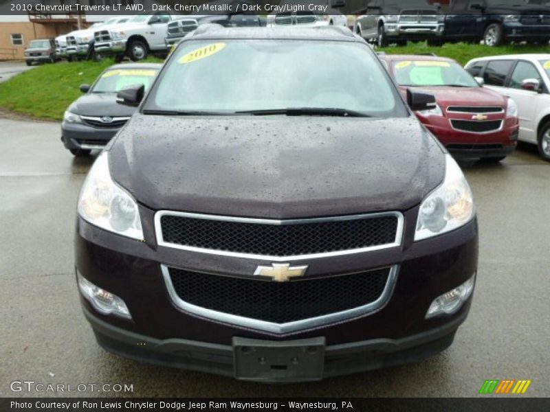 Dark Cherry Metallic / Dark Gray/Light Gray 2010 Chevrolet Traverse LT AWD