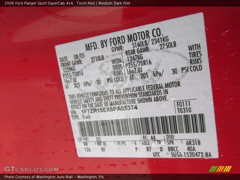 Torch Red / Medium Dark Flint 2006 Ford Ranger Sport SuperCab 4x4