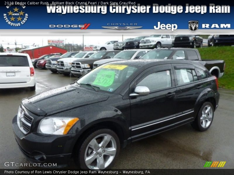 Brilliant Black Crystal Pearl / Dark Slate Gray/Red 2010 Dodge Caliber Rush