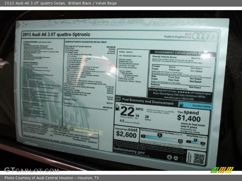 Brilliant Black / Velvet Beige 2013 Audi A6 3.0T quattro Sedan