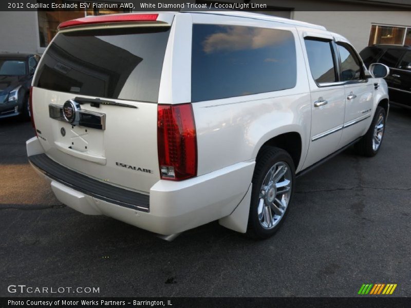 White Diamond Tricoat / Cocoa/Light Linen 2012 Cadillac Escalade ESV Platinum AWD