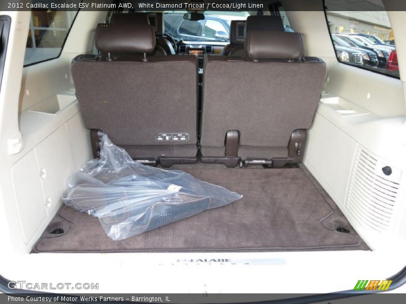 White Diamond Tricoat / Cocoa/Light Linen 2012 Cadillac Escalade ESV Platinum AWD