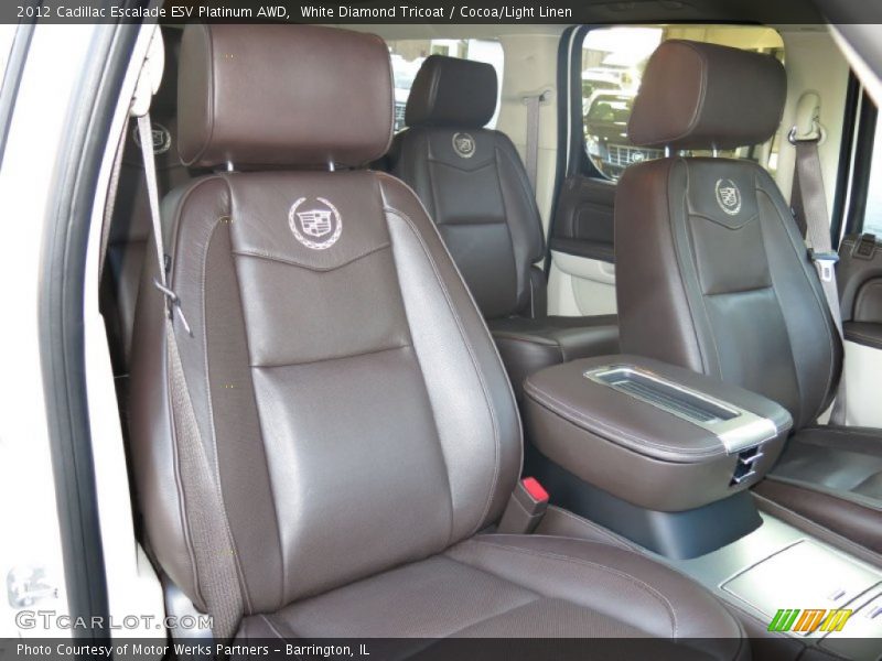 White Diamond Tricoat / Cocoa/Light Linen 2012 Cadillac Escalade ESV Platinum AWD