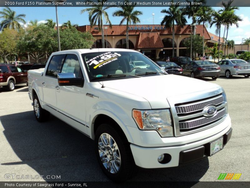 White Platinum Metallic Tri Coat / Medium Stone Leather/Sienna Brown 2010 Ford F150 Platinum SuperCrew