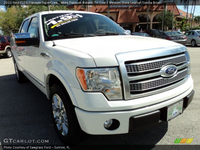 White Platinum Metallic Tri Coat / Medium Stone Leather/Sienna Brown 2010 Ford F150 Platinum SuperCrew