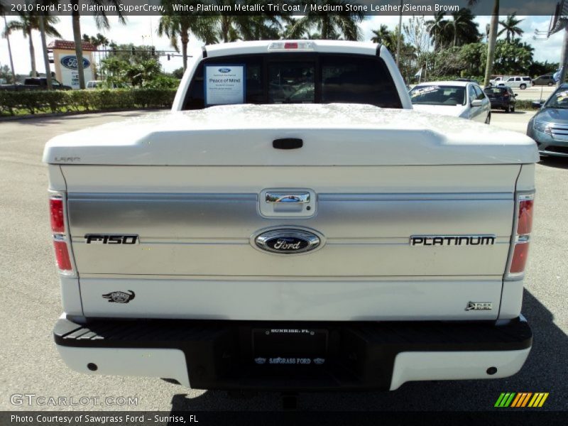 White Platinum Metallic Tri Coat / Medium Stone Leather/Sienna Brown 2010 Ford F150 Platinum SuperCrew