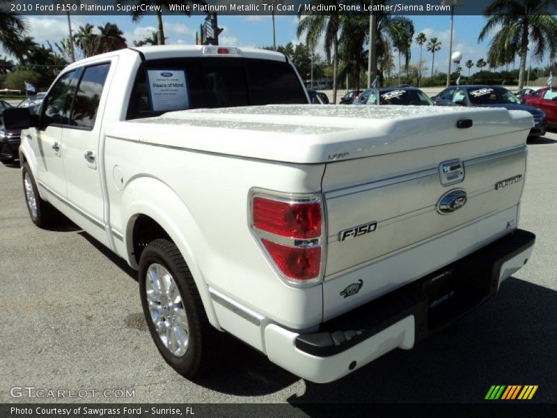 White Platinum Metallic Tri Coat / Medium Stone Leather/Sienna Brown 2010 Ford F150 Platinum SuperCrew