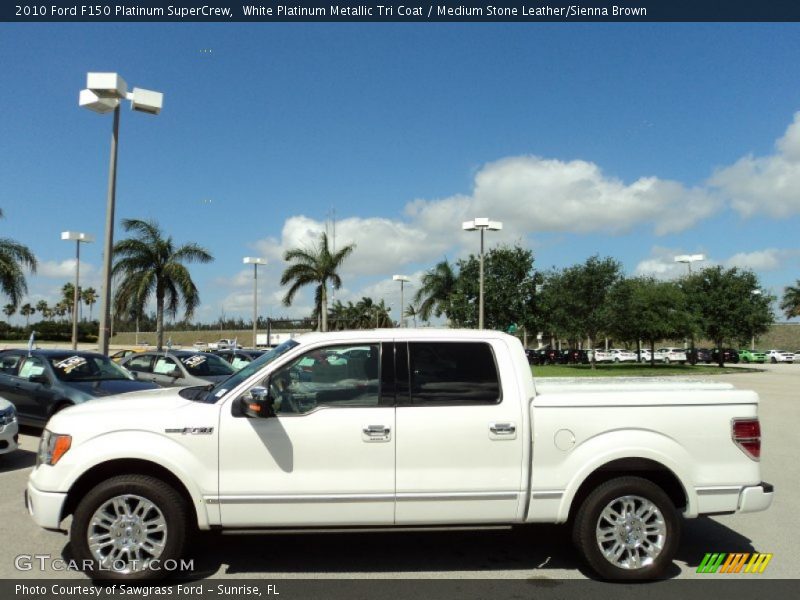 White Platinum Metallic Tri Coat / Medium Stone Leather/Sienna Brown 2010 Ford F150 Platinum SuperCrew