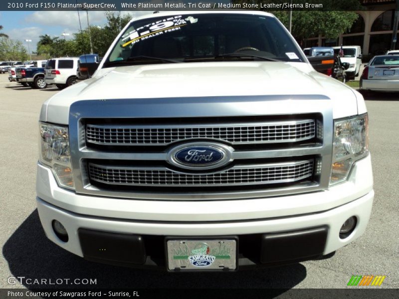 White Platinum Metallic Tri Coat / Medium Stone Leather/Sienna Brown 2010 Ford F150 Platinum SuperCrew