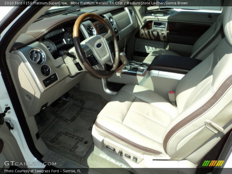 White Platinum Metallic Tri Coat / Medium Stone Leather/Sienna Brown 2010 Ford F150 Platinum SuperCrew