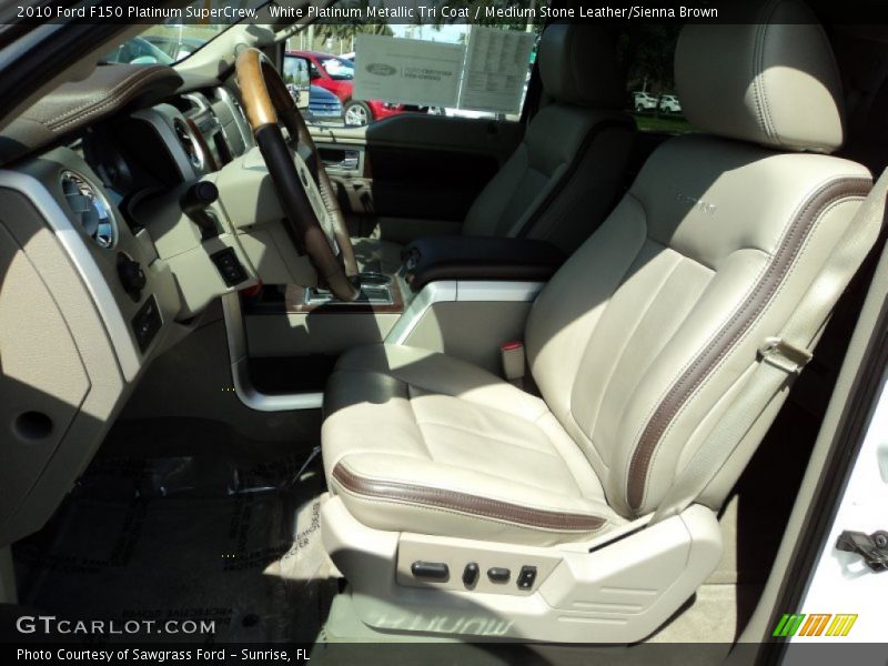 White Platinum Metallic Tri Coat / Medium Stone Leather/Sienna Brown 2010 Ford F150 Platinum SuperCrew