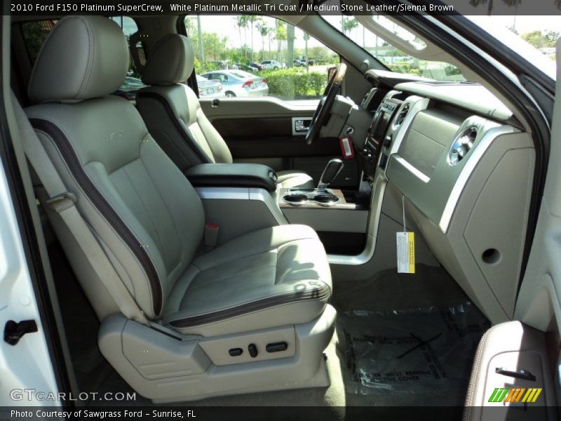White Platinum Metallic Tri Coat / Medium Stone Leather/Sienna Brown 2010 Ford F150 Platinum SuperCrew