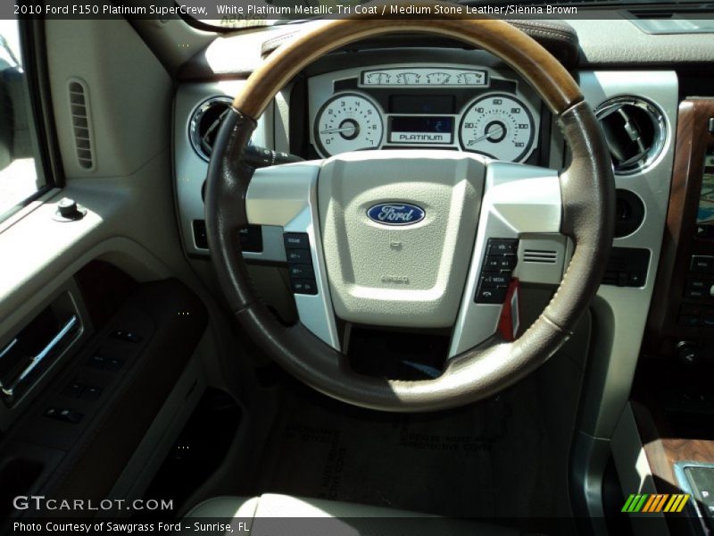 White Platinum Metallic Tri Coat / Medium Stone Leather/Sienna Brown 2010 Ford F150 Platinum SuperCrew