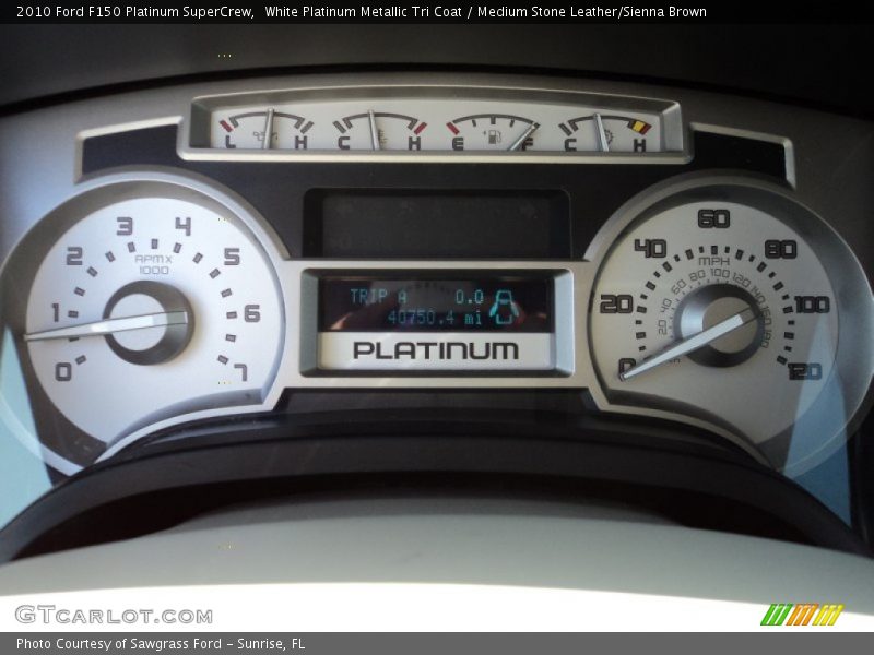 White Platinum Metallic Tri Coat / Medium Stone Leather/Sienna Brown 2010 Ford F150 Platinum SuperCrew