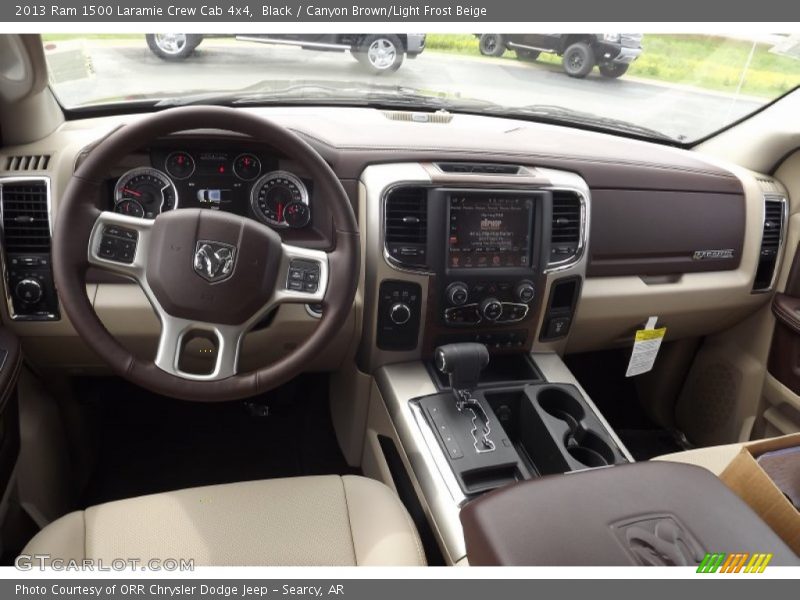 Black / Canyon Brown/Light Frost Beige 2013 Ram 1500 Laramie Crew Cab 4x4