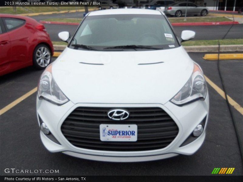 Elite White Pearl / Blue 2013 Hyundai Veloster Turbo