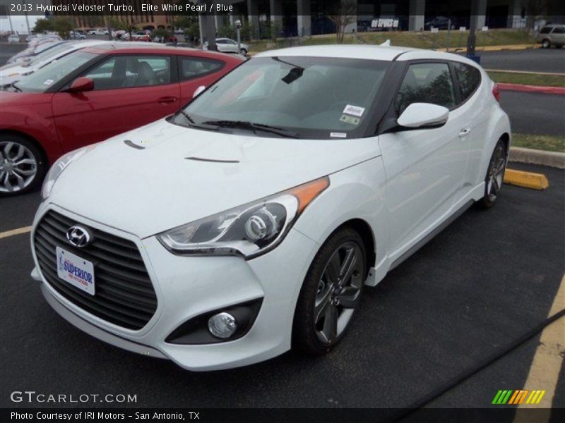 Elite White Pearl / Blue 2013 Hyundai Veloster Turbo