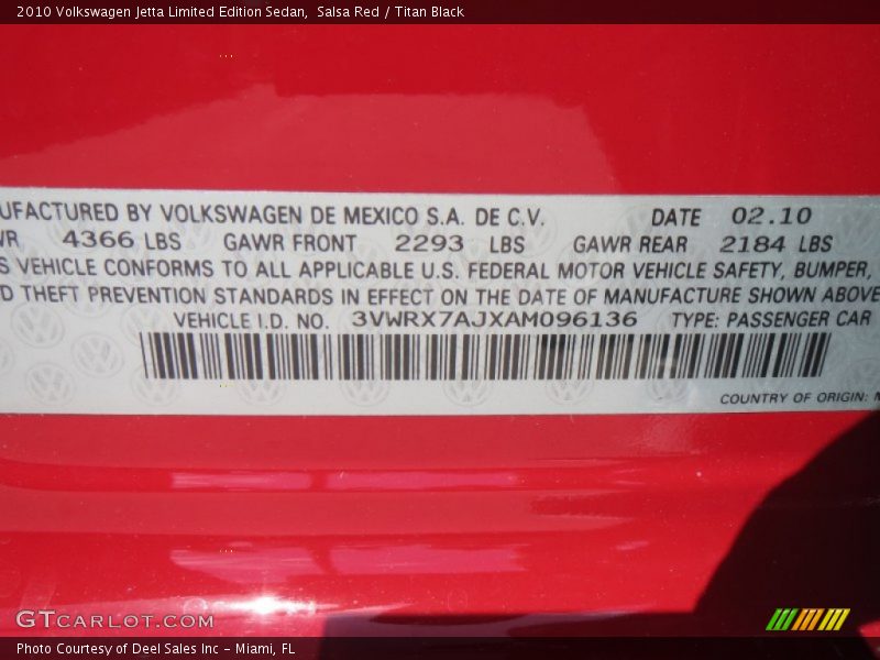 Salsa Red / Titan Black 2010 Volkswagen Jetta Limited Edition Sedan