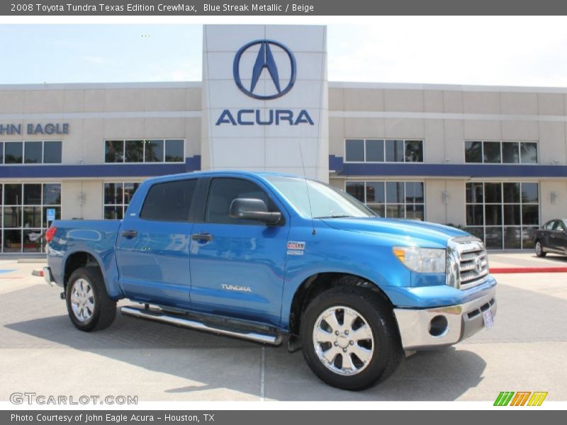 Blue Streak Metallic / Beige 2008 Toyota Tundra Texas Edition CrewMax