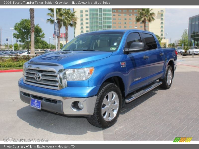 Blue Streak Metallic / Beige 2008 Toyota Tundra Texas Edition CrewMax