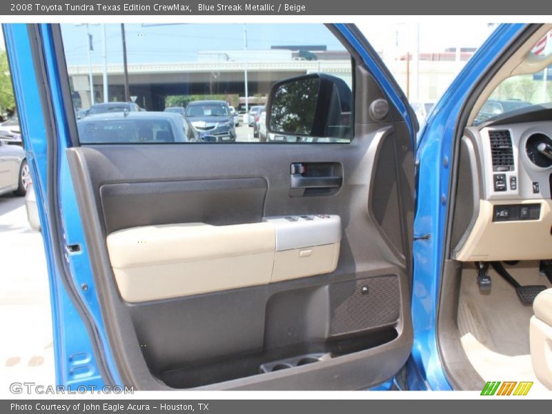 Blue Streak Metallic / Beige 2008 Toyota Tundra Texas Edition CrewMax