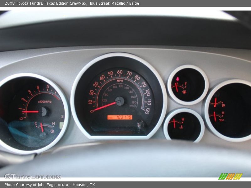 Blue Streak Metallic / Beige 2008 Toyota Tundra Texas Edition CrewMax