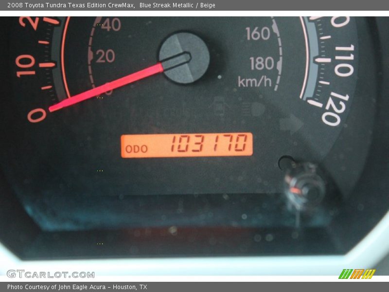 Blue Streak Metallic / Beige 2008 Toyota Tundra Texas Edition CrewMax