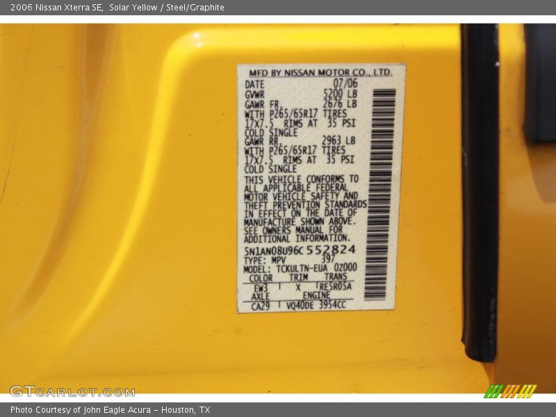 Solar Yellow / Steel/Graphite 2006 Nissan Xterra SE