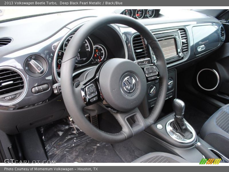 Deep Black Pearl Metallic / Black/Blue 2013 Volkswagen Beetle Turbo