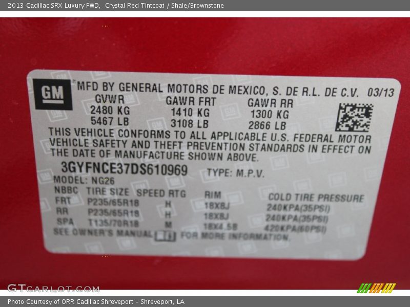 Crystal Red Tintcoat / Shale/Brownstone 2013 Cadillac SRX Luxury FWD