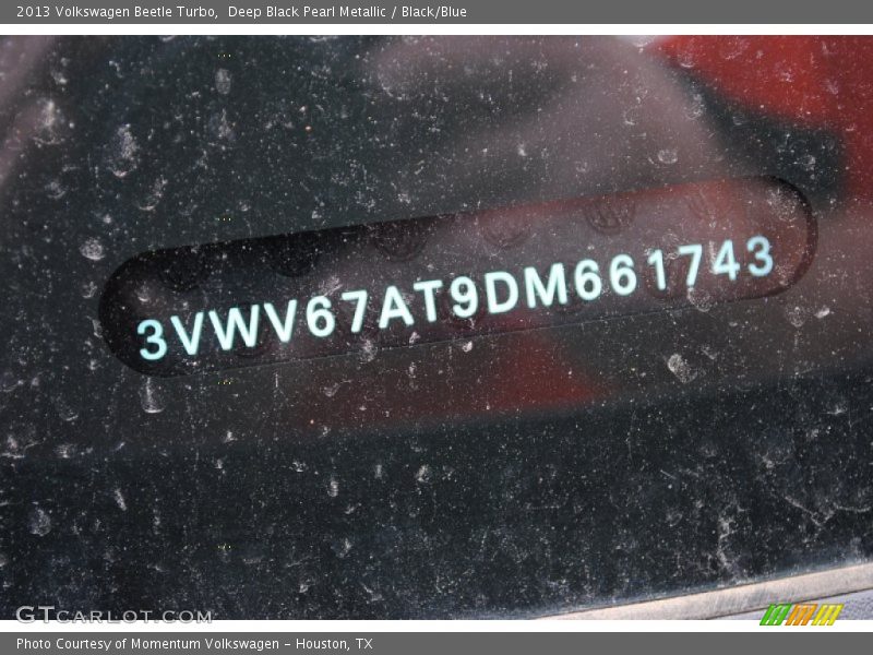 Deep Black Pearl Metallic / Black/Blue 2013 Volkswagen Beetle Turbo