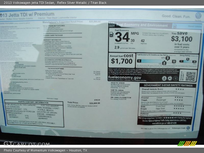 Reflex Silver Metallic / Titan Black 2013 Volkswagen Jetta TDI Sedan