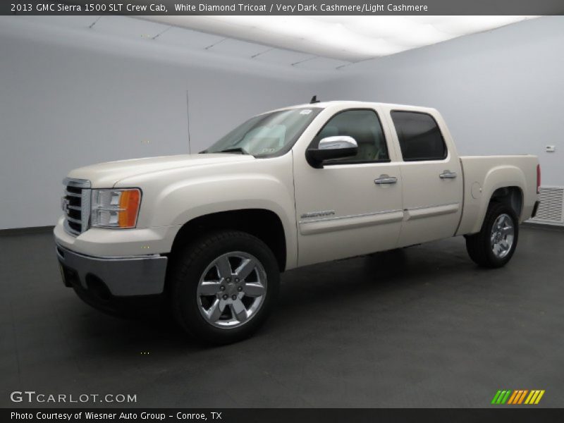 White Diamond Tricoat / Very Dark Cashmere/Light Cashmere 2013 GMC Sierra 1500 SLT Crew Cab